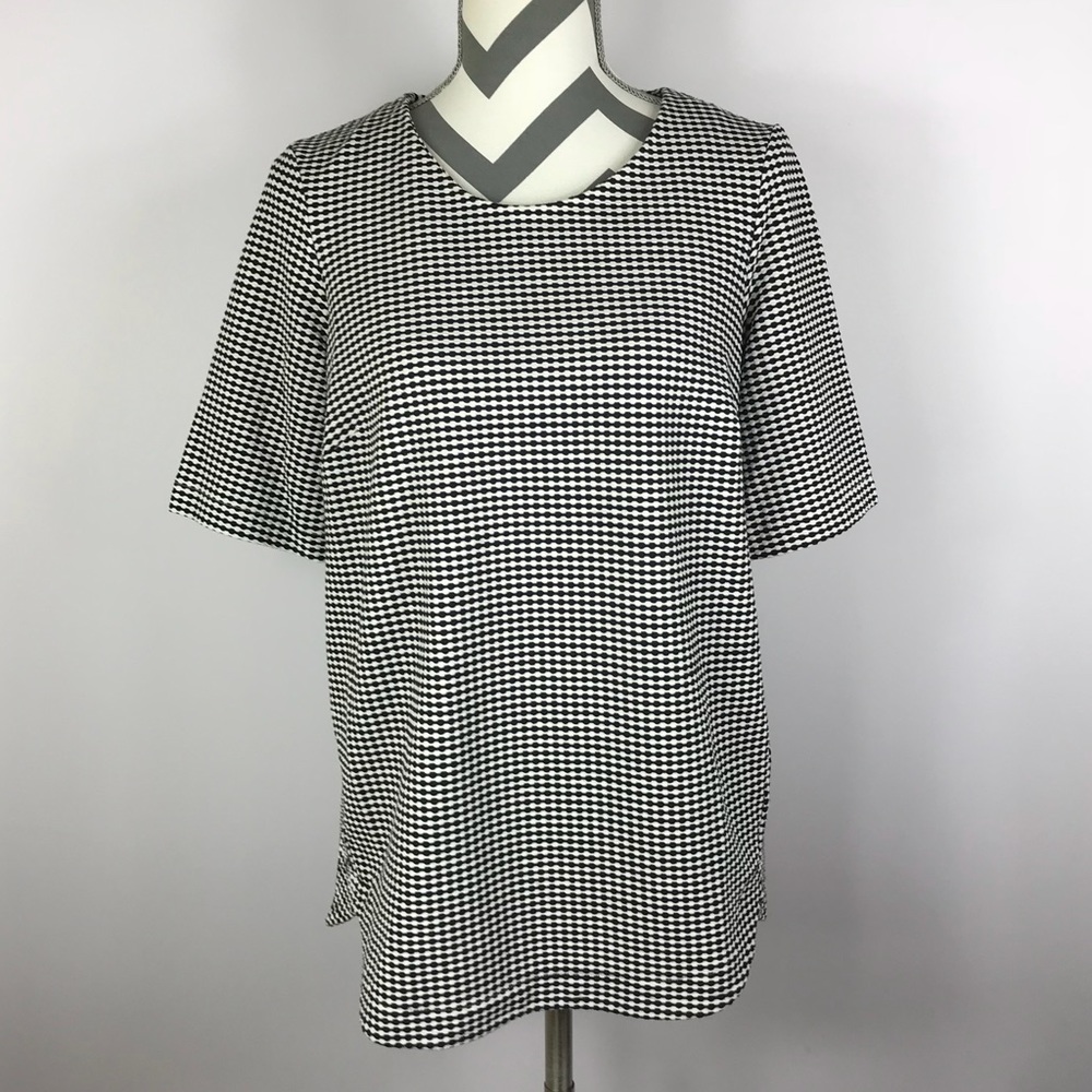 {M&S} Black White Textured Career Top